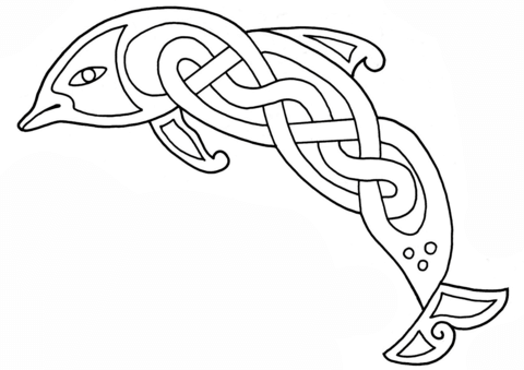 Celtic Dolphin Design Coloring Page